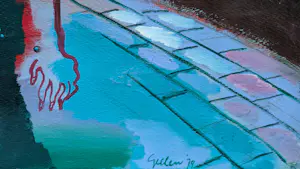 Jan Geelen - Gemengde techniek op papier, De passage kopen? Bied vanaf 40!