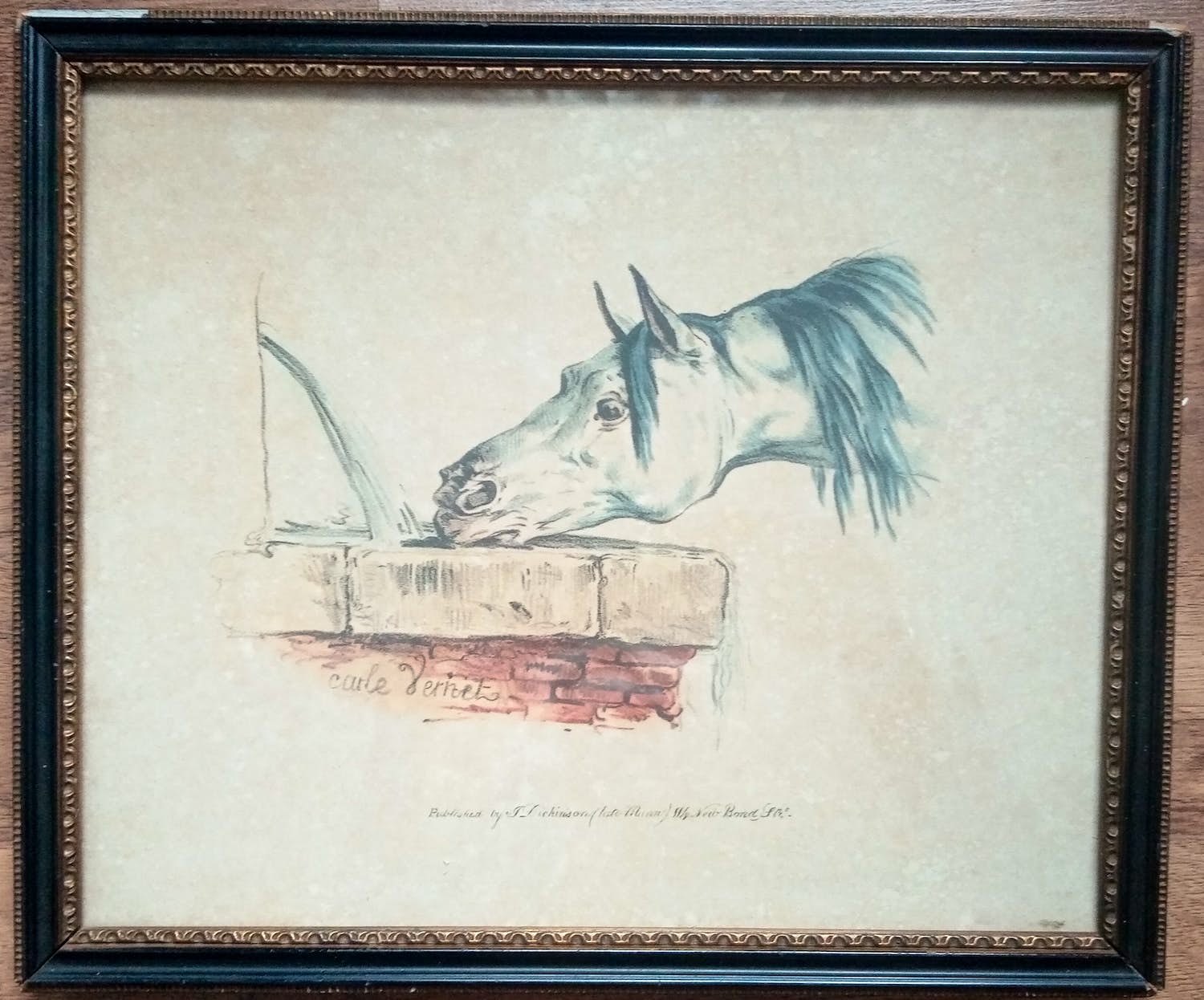 Carle Vernet - Handingekleurde litho drinkend paard kopen? Bied vanaf 20!