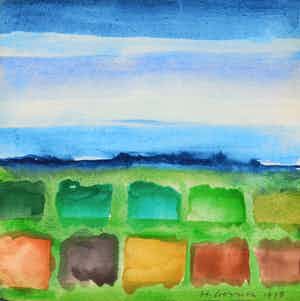 Harrie Gerritz - Landschap, aquarel (ingelijst) verkocht voor € 95!