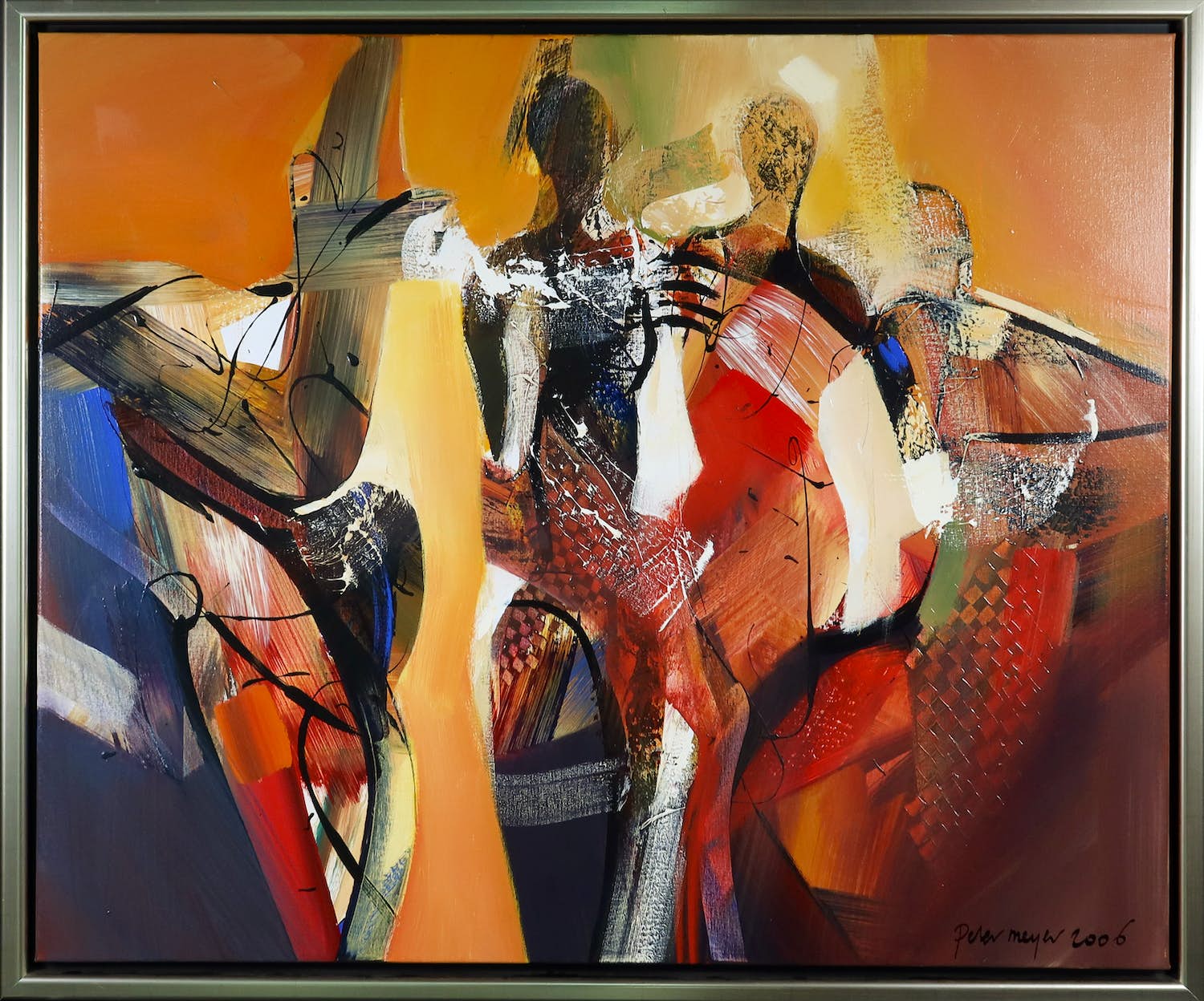 Peter Meijer - Acryl op doek, Zonder titel - Ingelijst (Groot) verkocht voor € 350!