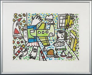 Hannes Kuiper - Gouache, Zonder titel - Ingelijst kopen? Bied vanaf 70!