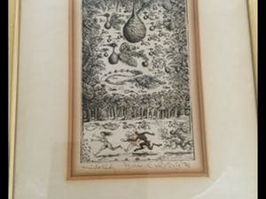 Niet of onleesbaar gesigneerd - bijzondere ets/potlood schilderij !!, kopen? Bied vanaf 10!