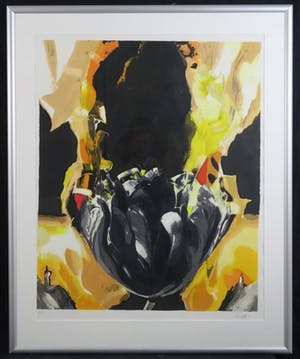 Anita Duijf - Anita Duijf: Zeefdruk, Zwarte tulp - Ingelijst (Groot) Hoge galerijwaarde/ SET!! kopen? Bied vanaf 45!