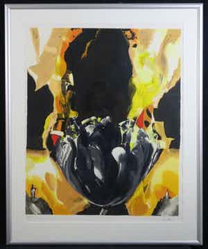 Anita Duijf - Anita Duijf: Zeefdruk, Zwarte tulp - Ingelijst (Groot) Hoge galerijwaarde/ SET!! verkocht voor € 45!