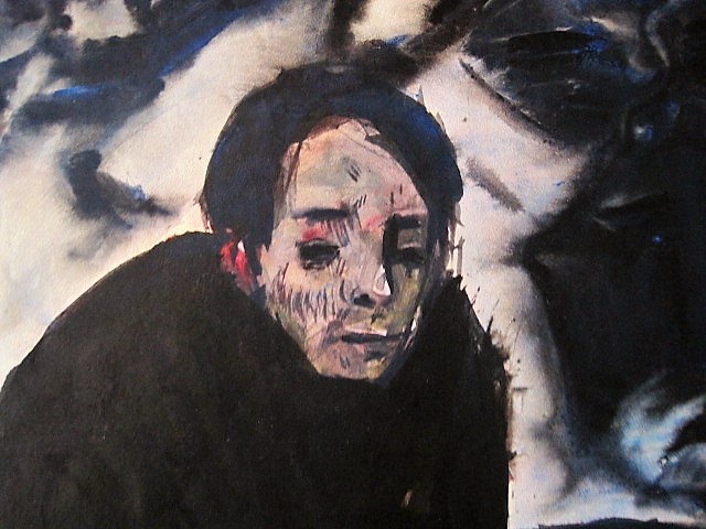 Reinald van den Steene - intrigerend Aquarel "Zelfportret in surrealistisch landschap"gesigneerd kopen? Bied vanaf 1!