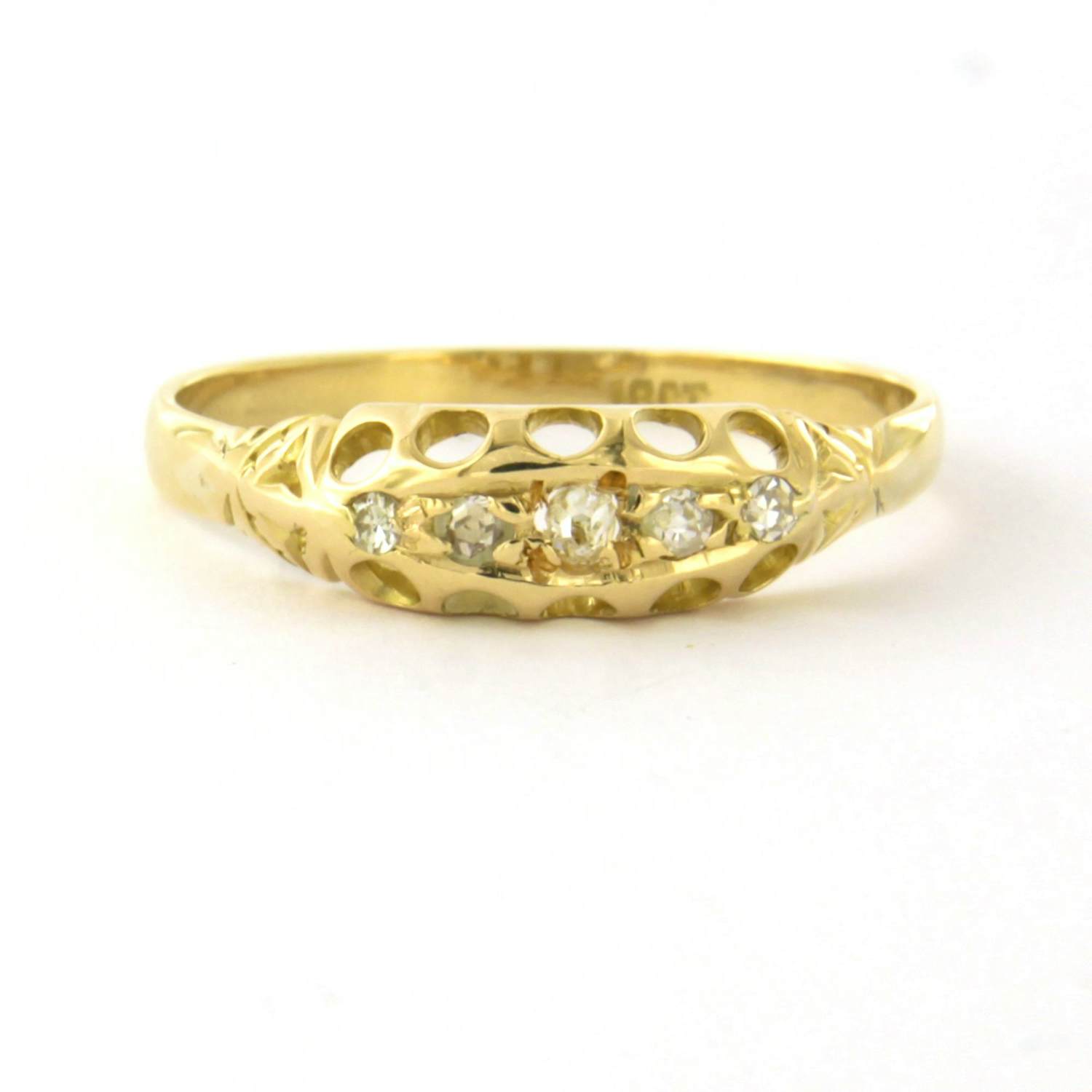18k geelgouden ring bezet met diamanten 0.04 ct - rm 18.75(59) kopen? Bied vanaf 260!