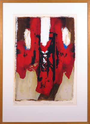 Hans Vanhorck - Zeefdruk, Abstracte poem - Ingelijst verkocht voor € 35!