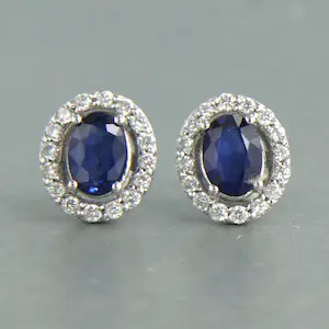 14k wit gouden oorknoppen met saffier  en briljant geslepen diamant 0.24ct kaufen? Bieten Sie von 390!