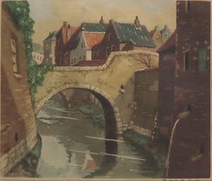 Hendrik de Laat - Aquatint, Stadsgezicht Den Bosch Lieve Vrouwenbrug - Ingelijst kaufen? Bieten Sie von 10!