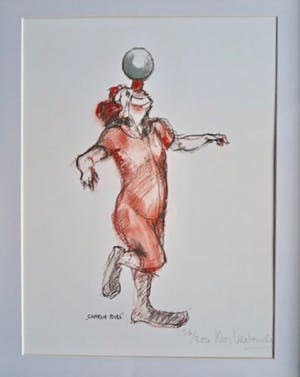 Kees Verkade - Clown met bal - In zwart houten Lijst kopen? Bied vanaf 29!
