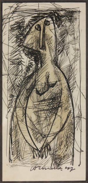 Corneille - Inkttekening, Z.T. Figuur (1947) - Ingelijst kopen? Bied vanaf 2000!