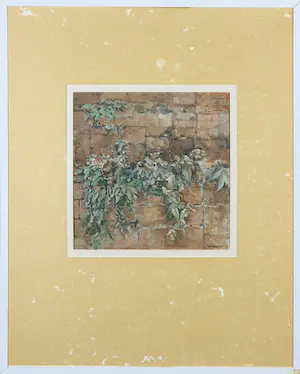 Jan Miechels - Gouache, Begroeide muur - Ingelijst kopen? Bied vanaf 1!