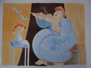 Ada Breedveld - Zeefdruk. Titel, "Violiste". kopen? Bied vanaf 50!