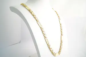 116- Lang en zwaar (100+gr) 18krt geel-gouden Konings collier - plat model kopen? Bied vanaf 3940!