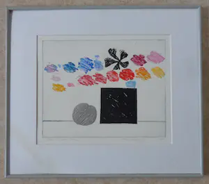 Harrie Gerritz - STILLEVEN MET ZWART VIERKANT / KLEURETS / 56x64cm / KADER / SIG kopen? Bied vanaf 25!