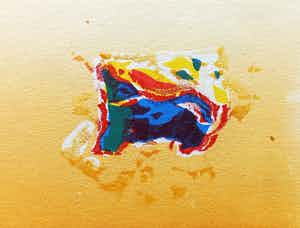 Nono Reinhold - Abstracte compositie, aquatint ets met opdracht aan Bert Schierbeek verkocht voor € 50!