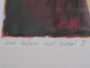 Fenneke van der Elst - GROOT Acrylverf / papier Schilderij "Tulpen" gesigneerd en fraai gelijst kopen? Bied vanaf 10!