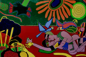 Corneille - Ingelijste kleurenzeefdruk: Les amoureux - 1993(Groot werk!) kopen? Bied vanaf 1150!