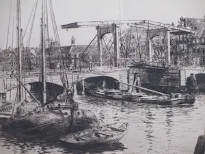 Salomon Garf - De Magere Brug te Amsterdam - Ets kopen? Bied vanaf 1!