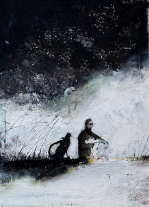 Chris Berens - gemengde techniek op doek: Alleen (in winterlandschap) kopen? Bied vanaf 1150!