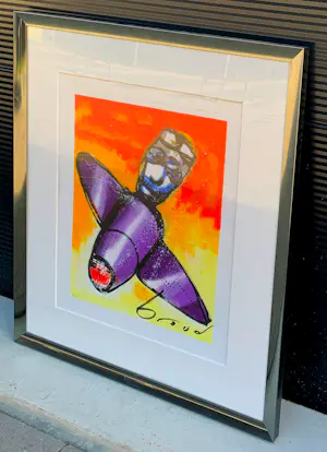 Herman Brood - Ingelijste zeefdruk: Vliegtuig kopen? Bied vanaf 350!