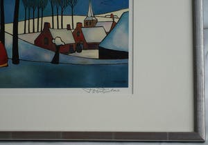 Toon Tieland - Handgesigneerde prent , “Wintergezicht” - ingelijst – ca 1990 kopen? Bied vanaf 10!