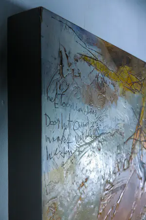 Mohammed Quraish - Gemengde technieken op paneel, Scène kopen? Bied vanaf 300!