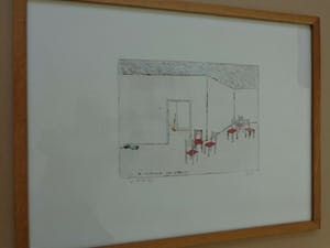 Pieter Holstein - STOELEN / ZW-W ETS + AQUAREL / 52x68cm / KADER / SIG kopen? Bied vanaf 145!