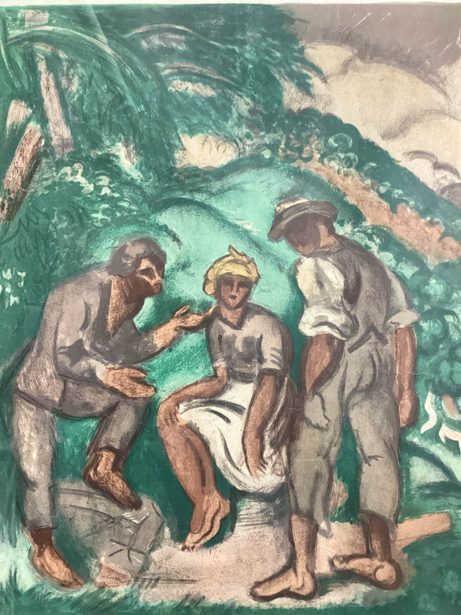 Othon Friesz - Herderstafereel - litho in lijst kopen? Bied vanaf 60!