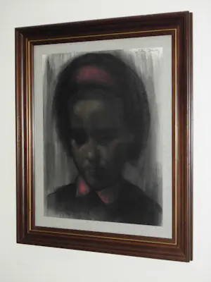 Willem Van Aerden - Houtskool/Pastel - Meisje met Rode haarband kopen? Bied vanaf 85!