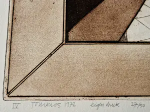 Ton van Os - Grote geometrische - eigen druk - kleuren Ets - IV - beperkte oplage (50) kopen? Bied vanaf 41!