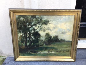 Willem G.F. Jansen - C3285-3, Polderlandschap met koeien en vennetje kopen? Bied vanaf 450!