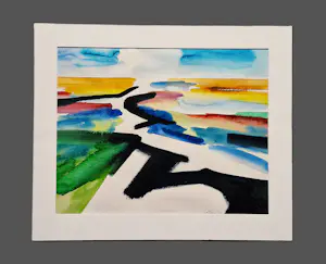 Eddy Sikma - Grote expressionistische gouache "Noordelijk landschap" - gesigneerd kopen? Bied vanaf 58!