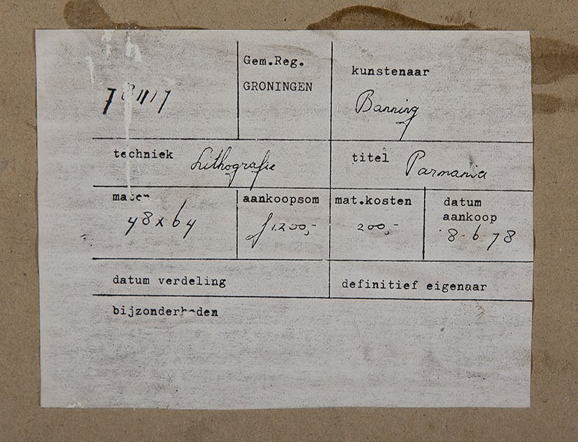 Minno Banning - Parmania - Kleurenlitho op papier - gesigneerd - oplage 2 / 15 - BKR Groningen kopen? Bied vanaf 10!