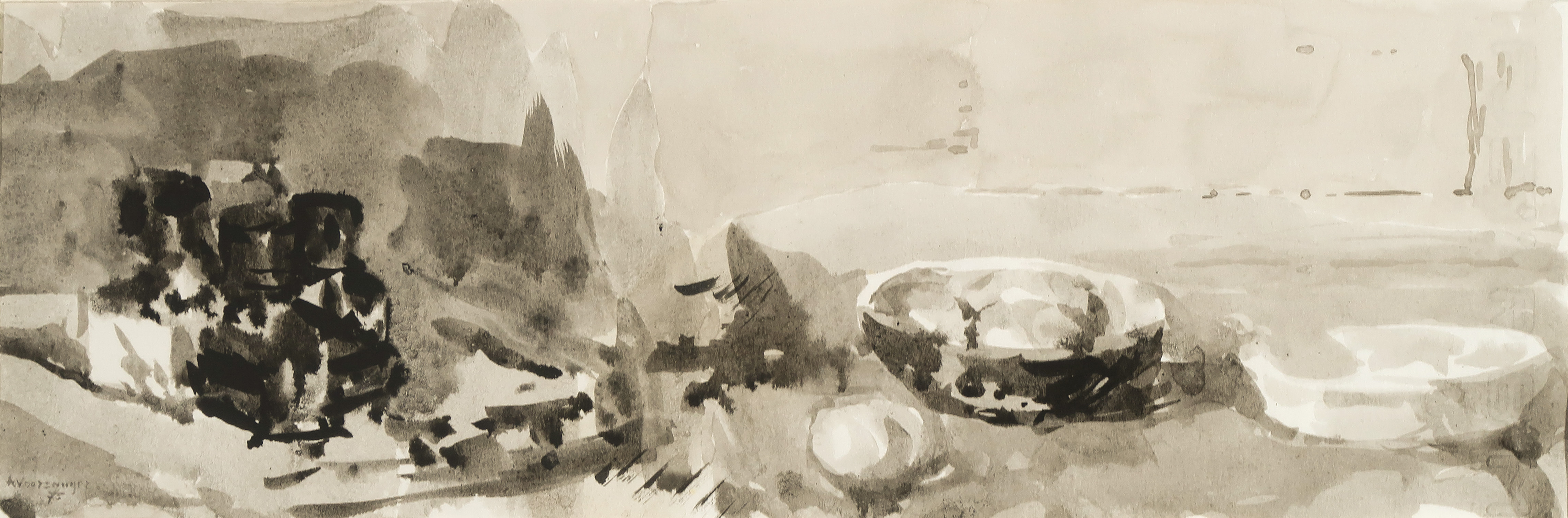 Anton Voorzanger - Aquarel, Zonder titel  verkocht voor € 20!