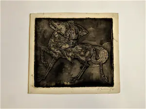 Theo Goedvriend - Bijzondere met Inkt bewerkte Ets "Wild paard" potloodgesigneerd kopen? Bied vanaf 27!