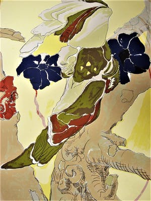 Vincent Rijnbende - GROTE Zeefdruk - Zeer kleine oplage (15 ex) "Klapwiekende Appelboom" kopen? Bied vanaf 28!