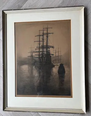 Antoon Derkzen van Angeren - Barken bij avond of Barken in de mist kopen? Bied vanaf 80!