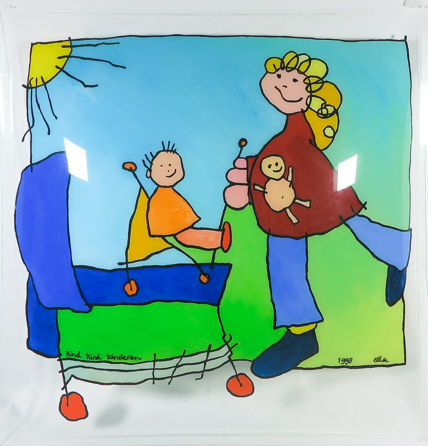 Ella Steenmeijer - Acryl op koepelvormig plexiglas, Kindertekening kopen? Bied vanaf 1!