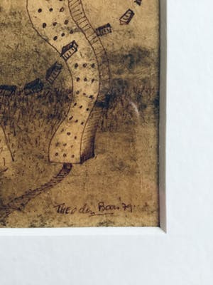 Theo den Boon - Pentekening, hand gesigneerd, ingelijst, 1974 kopen? Bied vanaf 15!