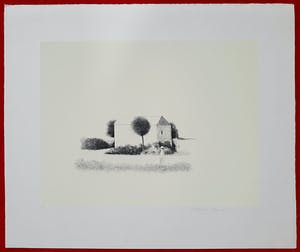 Metten Koornstra - Vrouw voor huis in landschap, litho kopen? Bied vanaf 50!