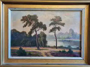 Willy Becker-Kassel - Bäume am See / Heidelandschaft, signiert & gerahmt kaufen? Bieten Sie von 120!