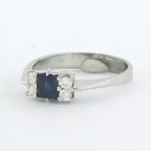 14k witgouden ring met saffier en briljant geslepen diamant tot. 0.20ct - rm18 kopen? Bied vanaf 330!