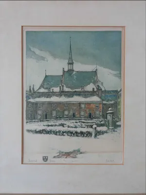 Cornelis de Kort - BEGIJNHOF BREDA / KLEURETS / 59x49cm / KADER / SIG / 1952 kopen? Bied vanaf 25!