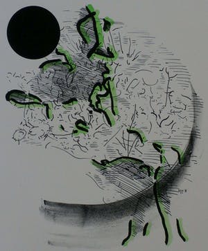 Jaap Hillenius - litho: Zon en maan - 1975 kopen? Bied vanaf 45!