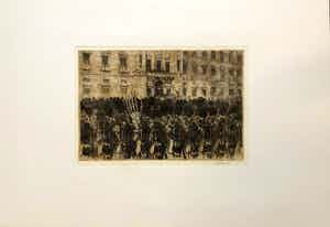 Ed Merk - Bewerkte collage van oude gravures -Saluut verkocht voor € 50!