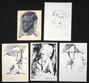 Joe Wols - Lot van 5 werken tekeningen, Portretten kopen? Bied vanaf 1!