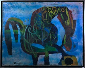 Jan Engelchor - Olieverf op doek, Abstracte figuur - Ingelijst (Groot) kopen? Bied vanaf 300!
