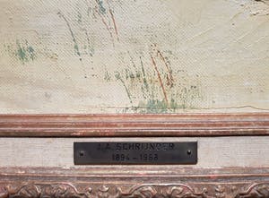 Jo Schrijnder - Vliegende eend in duinlandschap, olieverf op doek (netjes ingelijst, groot) kopen? Bied vanaf 975!