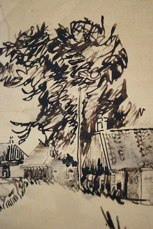 Jan Zondag - Laaksum, Friesland 1971 - inkttekening kopen? Bied vanaf 75!